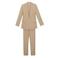 thumbnail image 2 of TBWNWG Teen Outfits Leisure Summer Jacket Solid Color Lapel Suit Open Front Long Sleeve Suit Set for 7-8 Years, 2 of 9