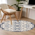 thumbnail image 5 of Boho Ethnic 3ft Area Rug, Vintage Shabby Southwest Floral Motifs Washable Non-Slip Small Round Rugs for Entryway Bedroom Kitchen, Soft Circle Carpet for Dining Room, Playroom Nursery Rug, 5 of 9