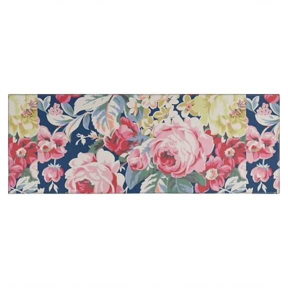 Pioneer Flower Floral Print Pattern Kitchen Rug Mat,Kitchen Runner Rugs Non Skid Washable,Decorative Kitchen Floor Mats for Kitchen,Sink,Laundry,17"X47"