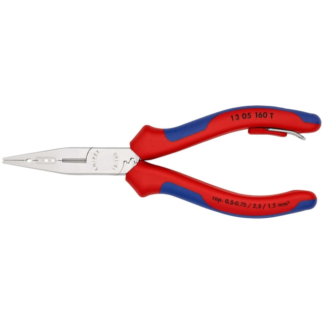 KNIPEX 13 05 160 T Pinzas de electricista Con fundas en dos componentes, con anilla de fijación integrada para colocar un dispositivo de protección anticaídas cromado 160 mm
