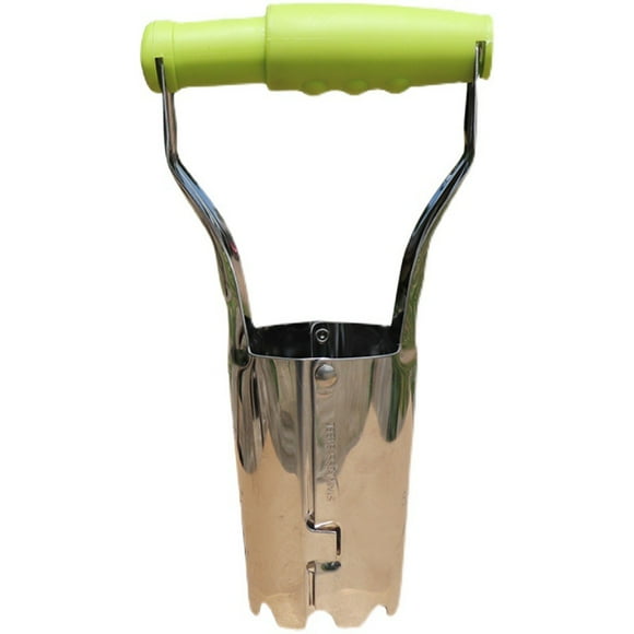 Bulb Planter with Wooden Handle, Garden Transplanter Tool with Depth Mark for Digging, Stainless Steel Soil Release for Tulips, Gloxinia, Daffodils, Dahlias, Lily