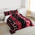 thumbnail image 3 of Homewish Cheetah Leopard Print Queen Comforter Set, Black Pink Stripes Abstract Bedding Sets, Modern Fashion Art Reversible Bedding Comforter Set, Breathable Home Decor, 3-Piece, 3 of 8