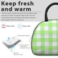 thumbnail image 3 of Green and White Checkered Pattern Insulated Lunch Bag,Leakproof Large Capacity Lunch Box for Work,Picnic or Travel,11.4 X 6.7 X 8.3 Inches, 3 of 6