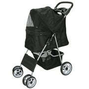 ZENY 4 Wheel Foldable Dog Pet Stroller - Black