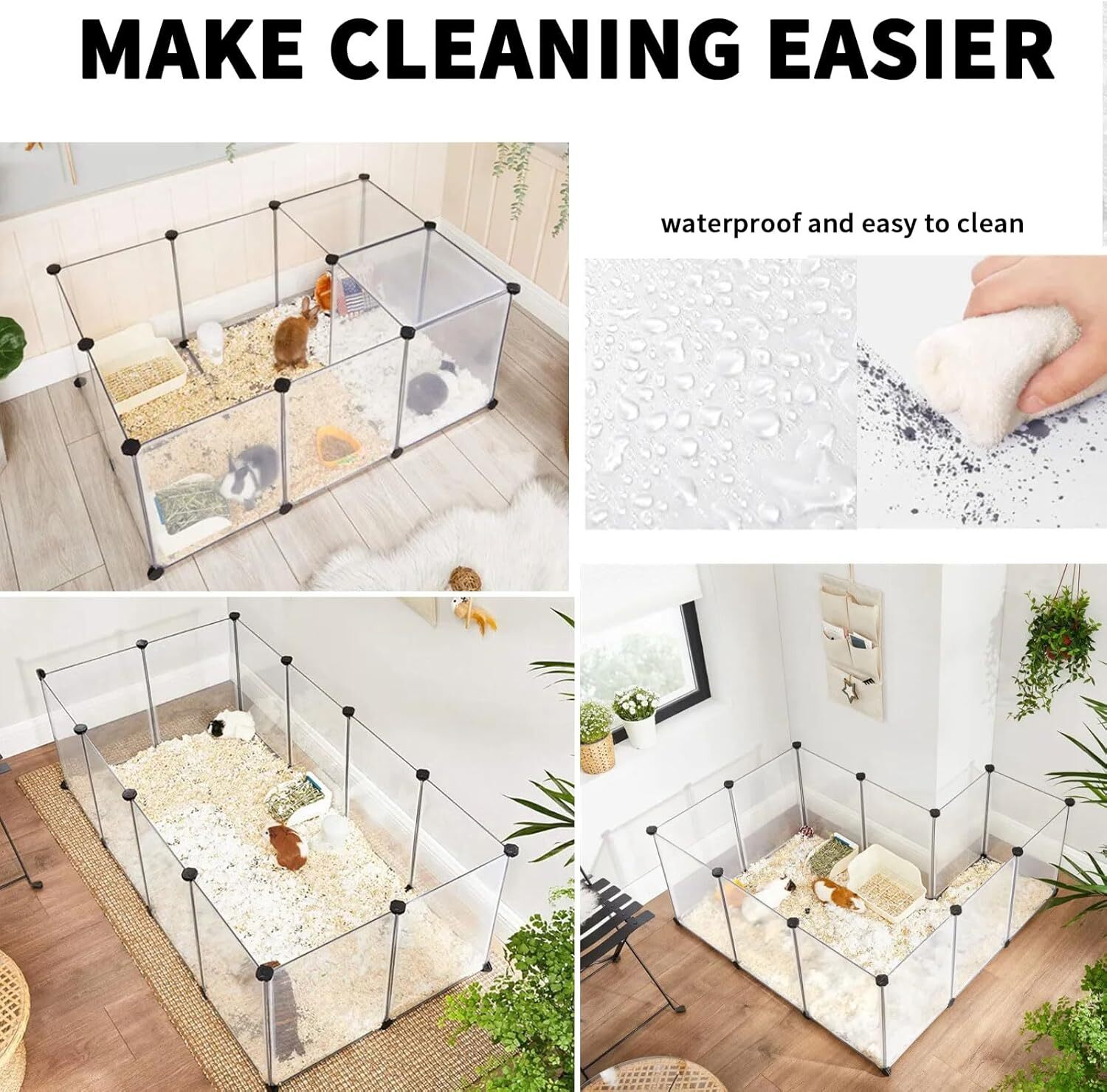 12 Panels Translucence Small Animals Playpen,14" x 14" Portable Pet Playpen,Plastic Enclosure,Puppy Play Pen for Indoors Outdoor Pet Fence for Guinea Pigs,Bunny,Ferrets,Hamsters,Hedgehogs