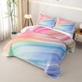 thumbnail image 3 of jejeloiu Lines Geometric Pattern Quilt Full For Girls,Colorful Gradient Striped Full Bedspread Sets For Kids,3pcs, 3 of 7
