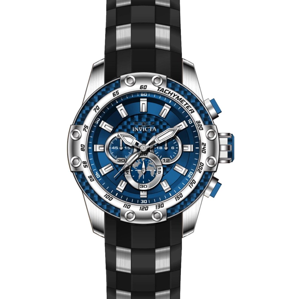 Invicta Invicta Men's SPEEDWAY Black Silicone Band Steel Case Flame