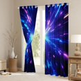 thumbnail image 3 of Homewish Blue Neon Lines Kitchen Curtains,Abstract Glowing Stripes Black Out Curtains Pack of 2 (42x63 Each), 3 of 6