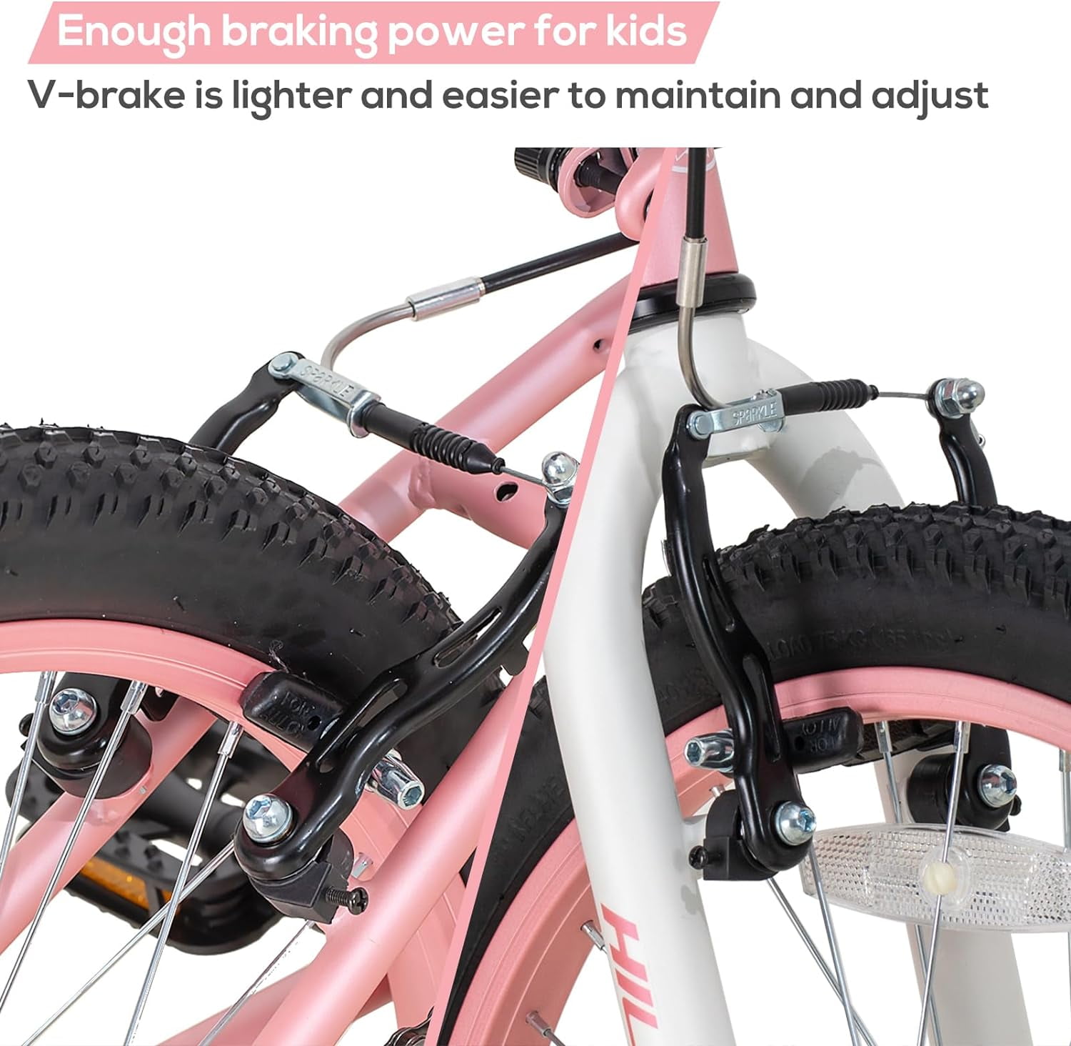 Hiland 20 inch Kids Mountain Bike for Girls Boys with Dual Handbrakes Kickstand, Pink