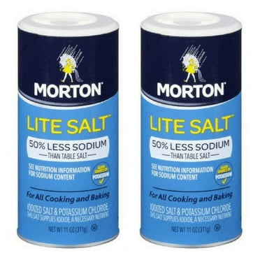 Morton Lite Salt, With Half The Sodium Of Table Salt, 11 oz (2pack)