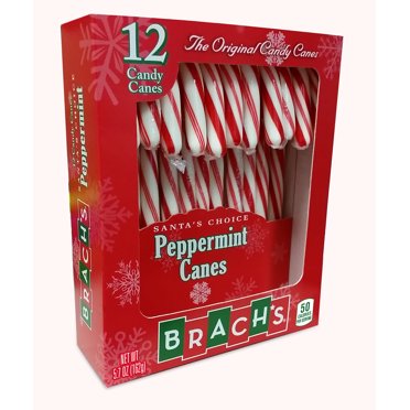 Brach’s Elf Candy Canes 12-Pack – Peppermint Hot Cocoa, Maple Syrup & Cotton Candy Flavors, Gluten Free & Fat Free