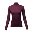 thumbnail image 2 of A2Y Women's Basic Solid Long Sleeve Turtle Neck Fitted Rayon Top Shirt Deep Plum M, 2 of 5