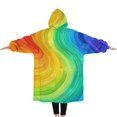 thumbnail image 2 of Oversized Wearable Blanket Hoodie,Colorful Tie Dye Wave Pattern Sherpa Blanket Hoodie with Super Pockets,Super Warm Fuzzy Pullover for Women & Men, 2 of 6