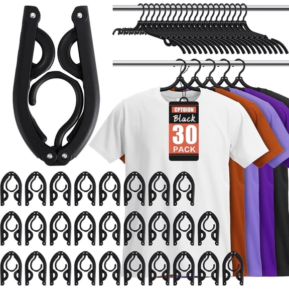 30 Pcs Travel Hangers,Portable Folding Travel Hangers,Black Foldable Hangers,Folding Clothes Hangers Lightweight Travel Accessories,Folding Hangers for Clothes Traveling Camping Home