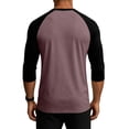 thumbnail image 4 of Men's 3/4 Sleeve Shirts Crew Neck Baseball T Shirts Moisture Wicking Athletic Tops Soft Cotton Blend Casual Sports T-Shirt for Daily Wear Pink XXXL, 4 of 6