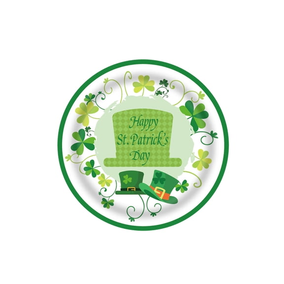 Vwrxbz St. Patrick's Day Disposable Paper Plates Shamrocks Design 16-Pack Green Holiday Party Tableware for Family Gatherings and Classroom Celebrations