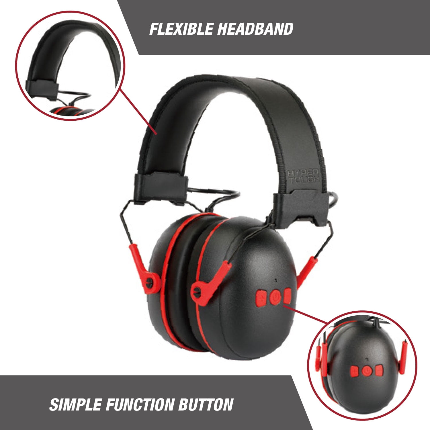 Hyper Tough Hypertunes Bluetooth Rechargable Lithium-Ion Headphones