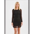 thumbnail image 3 of Mesh Round Neck Stone Embellished Long Sleeve Mini Dress, 3 of 5