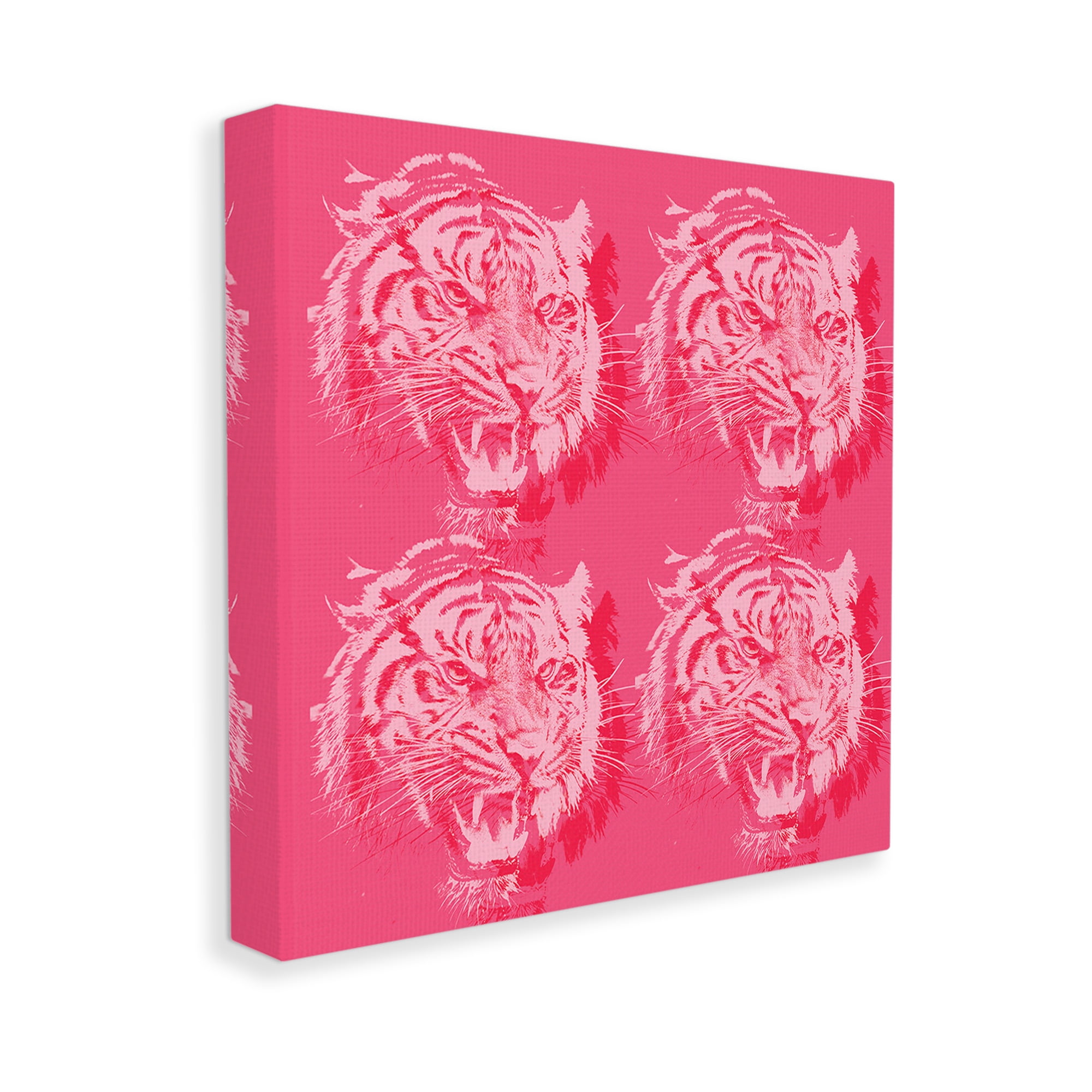 Stupell Industries Pink Roaring Tigers Animals & Insects Painting Gallery Wrapped Canvas Art Print Wall Art, 36 x 36