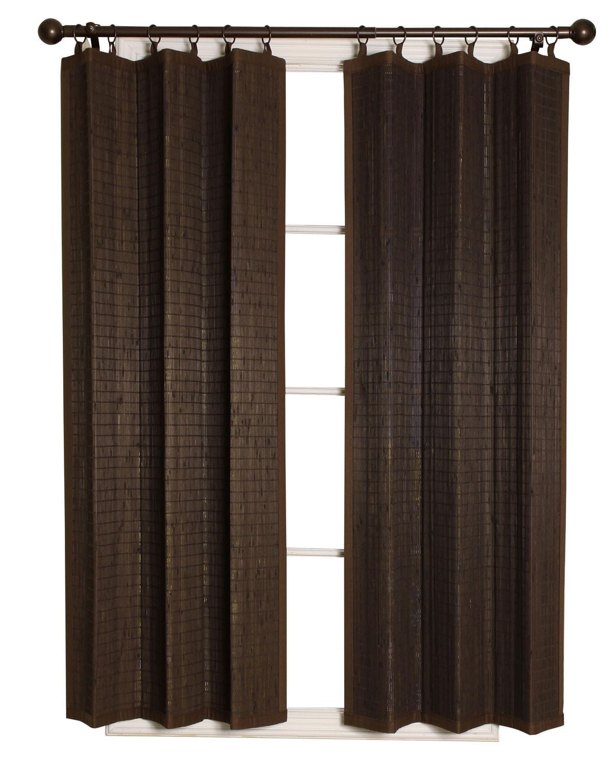 Versailles' Bamboo Wood Ring Top Curtain Panel Set 40in x 63in