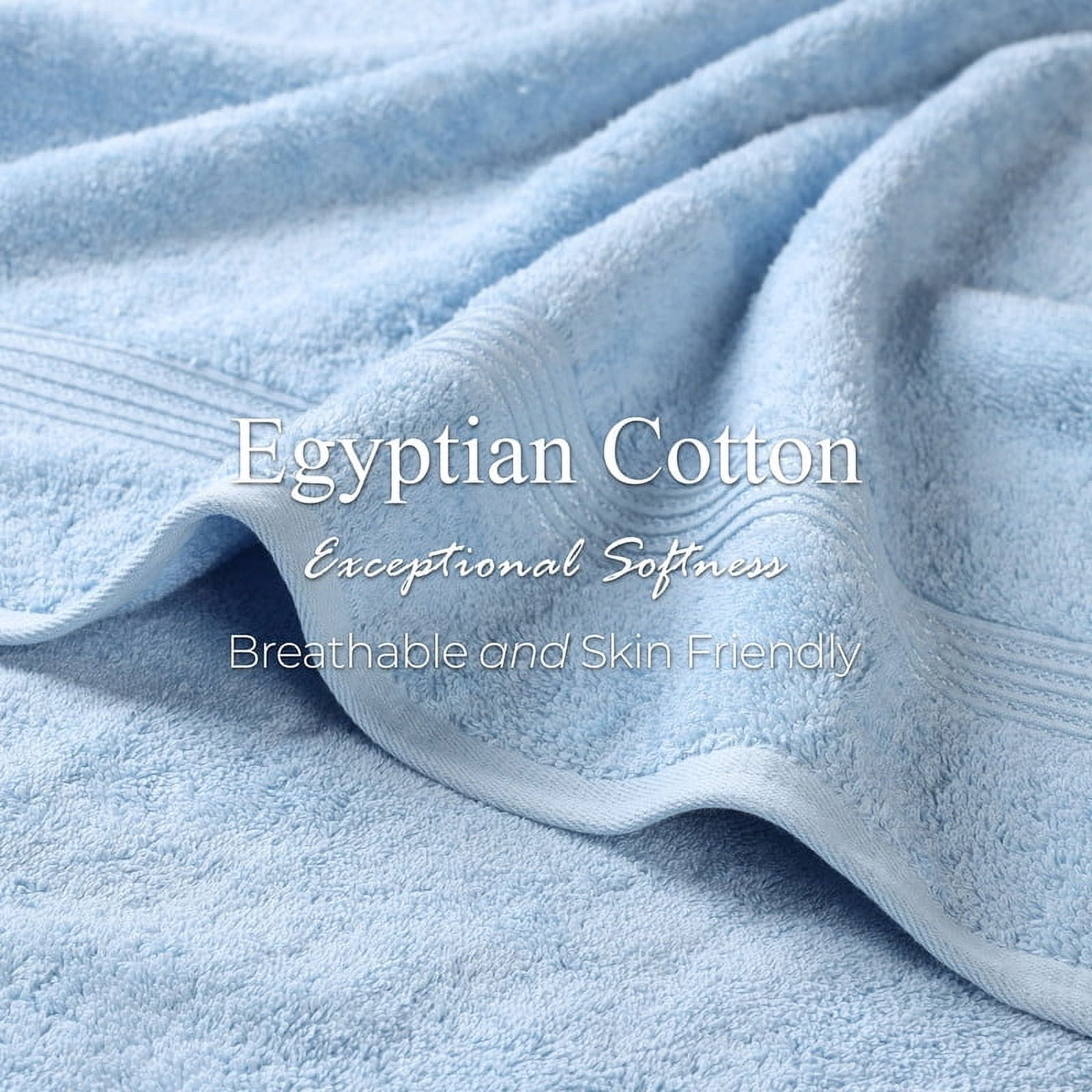 Superior Egyptian Cotton Absorbent Light Blue Hand Towel Set of 8