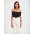 thumbnail image 4 of Off-Shoulder Ruched Bodycon Crop Top, 4 of 6