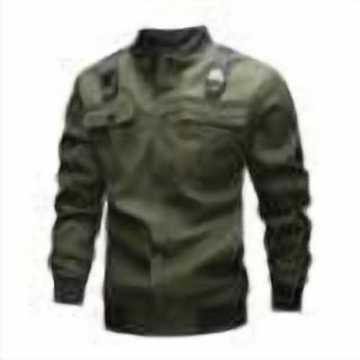 OHMZYZO Mens Cargo Jacket Lightweight Long Sleeve Button Down Jackets Fall Casual Loose Stand Collar Coat with Pockets