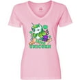 thumbnail image 3 of Inktastic St Patricks Day Irish Unicorn Illustration with Shamrocks Women's V-Neck T-Shirt, 3 of 5