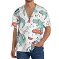 thumbnail image 3 of Vsdgher Music Lover Dinosaur Print Men's Wrinkle Free Untucked Cuban Shirt Business Casual Button Down Shirts Short Sleeve Shirt, 3 of 7