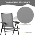 thumbnail image 4 of Ensemble Bistro Pliant pour l'Extérieur, Table et Chaises de Patio avec Dossier Inclinable et Table à Manger Ronde, Gris, 4 of 7