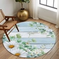 thumbnail image 2 of Round Rug 5Ft Washable Non-Slip, Daisy Spring Floral Circle Area Rugs for Living Room Bedroom, Eucalyptus Leaves Watercolor Wooden Indoor Floor Mats Carpet Runner for Home Decor Aesthetic, 2 of 8