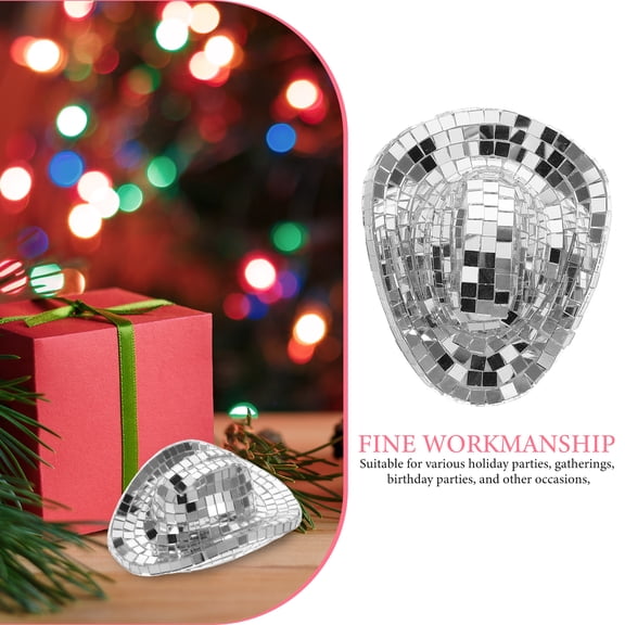 Hemobllo Reflective Disco Hat Decoration Silver Glass Party Table Ornament 1 PCS