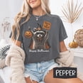 thumbnail image 2 of VibeNest Studio Unisex Cute Raccoon Witch Trick or Treat Pumpkin Ghost Halloween Garment-Dyed Tee, 2 of 8
