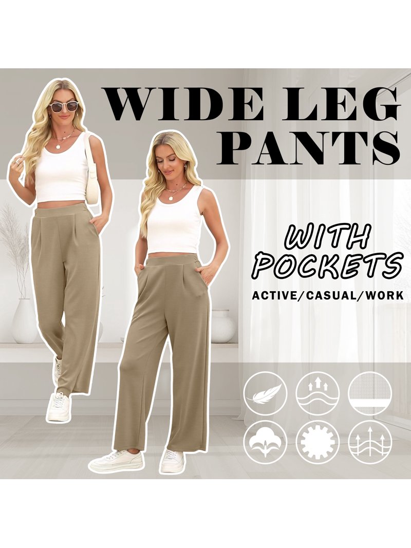 VDJ Wide Leg Pants for Women High Waist Yoga Pants Pull On Flare