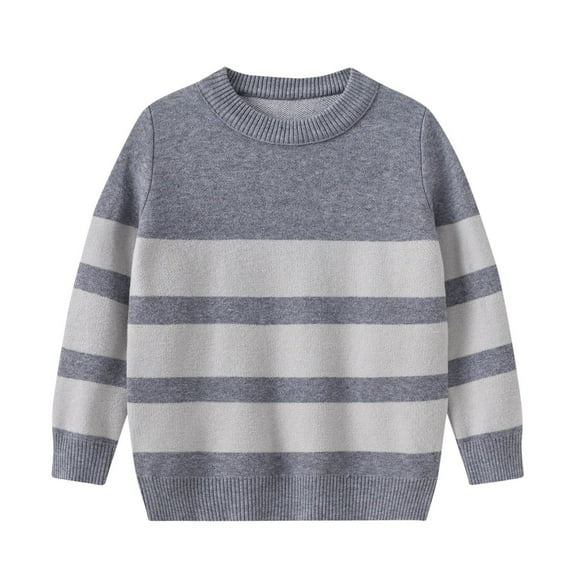 Fesfesfes Striped Sweater for Boys Patchwork Color Round Neck Long Sleeve Sweaters Fall Versatile Knitted Tops ,Size 3-10 Years