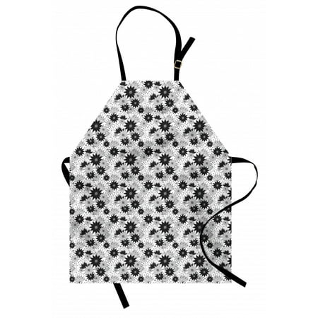 

Black and White Apron Vintage Flower with Blooming Petals Ornamental Botanical Garden Design Unisex Kitchen Bib with Adjustable Neck for Cooking Gardening Adult Size Black and White by Ambesonne