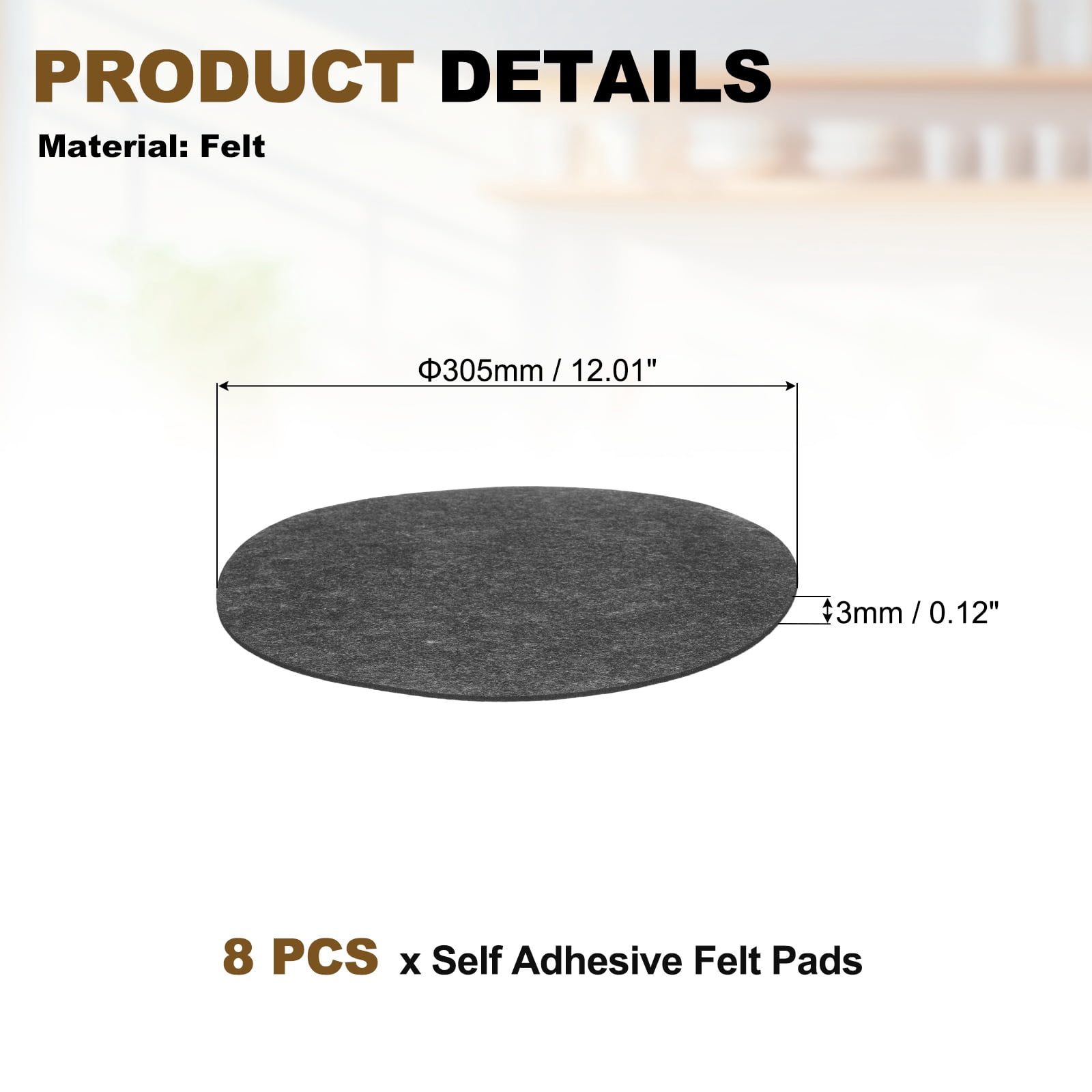 Uxcell 64Pcs Non Slip Furniture Pads, 1" Round Self Adhesive Felt Bumpers Noise Reducing Furniture Feet Floor Protector for Chairs Tables Furniture Legs (Black 0.12" Thick)