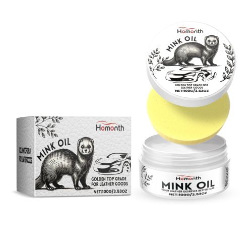 Crema de Limpieza para Interiores de Automóvil Homonth, Restaurador de Asientos de Cuero y Sintéticos con Aceite de Visón y Cera de Abeja, Kit de Mantenimiento para Carros y Camionetas