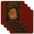 thumbnail image 1 of Christmas Holiday Santa Claus Wanted Poster Chalkboard Low Profile Novelty Cork Coaster Set, 1 of 4