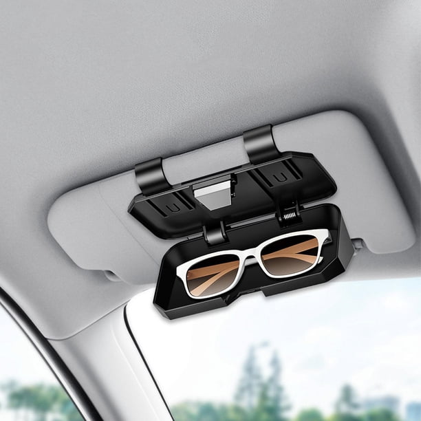 Estuche para gafas de sol para visera de coche, organizador de almacenamiento de gafas, estuche rígido universal portátil, caja protectora para gafas Negro