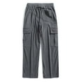 thumbnail image 4 of IROINNID Cargo Pants for Men Drawstring Straight Barrel Trousers Carry Pockets Cotton Wool Cargo Pants,Gray, 4 of 8