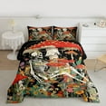 thumbnail image 2 of Homewish Colorful Flower Mushroom Full Size Comforter Sets,Gothic Skull Bedding Comforter Set,Country Floral Bedding Sets For Boys Kids,Microfiber Bedroom Decor Reversible,3-Piece, 2 of 8