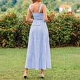 thumbnail image 5 of KDDYLITQ 2 Piece Sets for Women Summer Plaid Sleeveless Ruffle Hem Tops Flowy Skirts Matching Casual Outfits with Pockets Sky Blue L, 5 of 7
