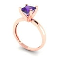 thumbnail image 2 of 1.0ct Princess Cut Purple Natural Amethyst 18k Pink Rose Gold Engraving Statement Bridal Wedding Solitaire Designer Ring Size 8, 2 of 5