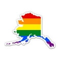 thumbnail image 1 of Alaska Gay Flag State Shape Rainbow Pride LGBT - 5" Vinyl Sticker - For Car Laptop I-Pad - Waterproof Decal, 1 of 1