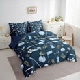 thumbnail image 3 of Feelyou Cartoon Golf Gloves Bedding Comforter Set 7pcs for Kids, Navy Sports Car Flag King Bedding Sets, Leaf Botanical Reversible Bed Sheets, Super Cozy Room Decor, 3 of 8