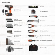 BLACK+DECKER 20V Drill/Driver, 1.5Ah, 83 Piece Set, Battery and Charger Included
