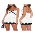 thumbnail image 6 of FNNMNNR Women Lace Spaghetti Strap Mini Dress V Neck Ruffle A-Line Mini Dresses Y2K Sweet Sundress Night Party Wear, 6 of 7