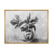 Designart 'Black and White Still Life Of Flowers In A Vase' Traditional Framed Canvas Wall Art Print