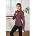 thumbnail image 3 of icyzone Quarter Zip Running Tops Long Sleeve Shirts for women, 3 of 4